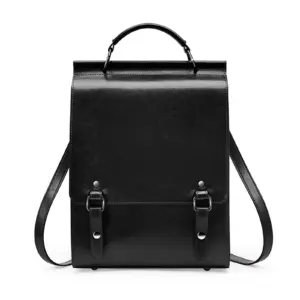 Multifunktion lædertaske i sort